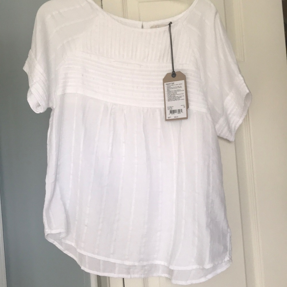 NWT Prana Pinoit Top- white organic cotton blouse